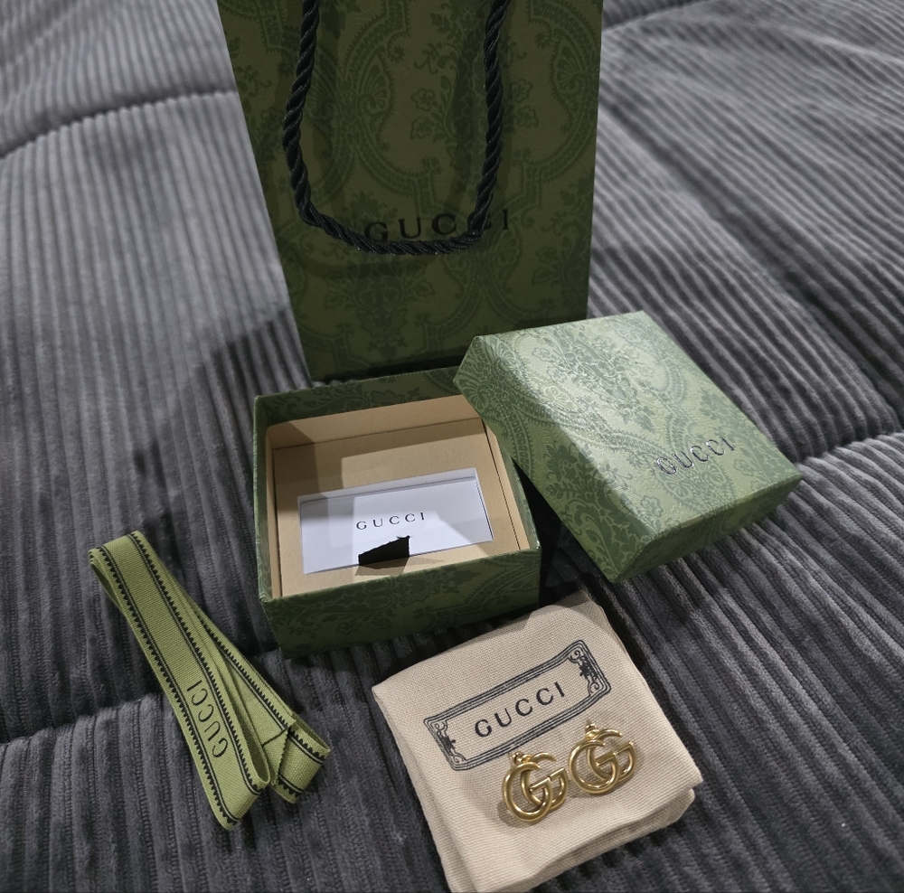 Gucci Stud Earrings Marmont Gold With Full Packaging